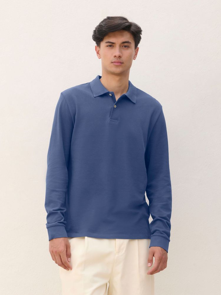 Рубашка поло унисекс с длинным рукавом Pacific LSL, кобальт (темно-синяя)-4