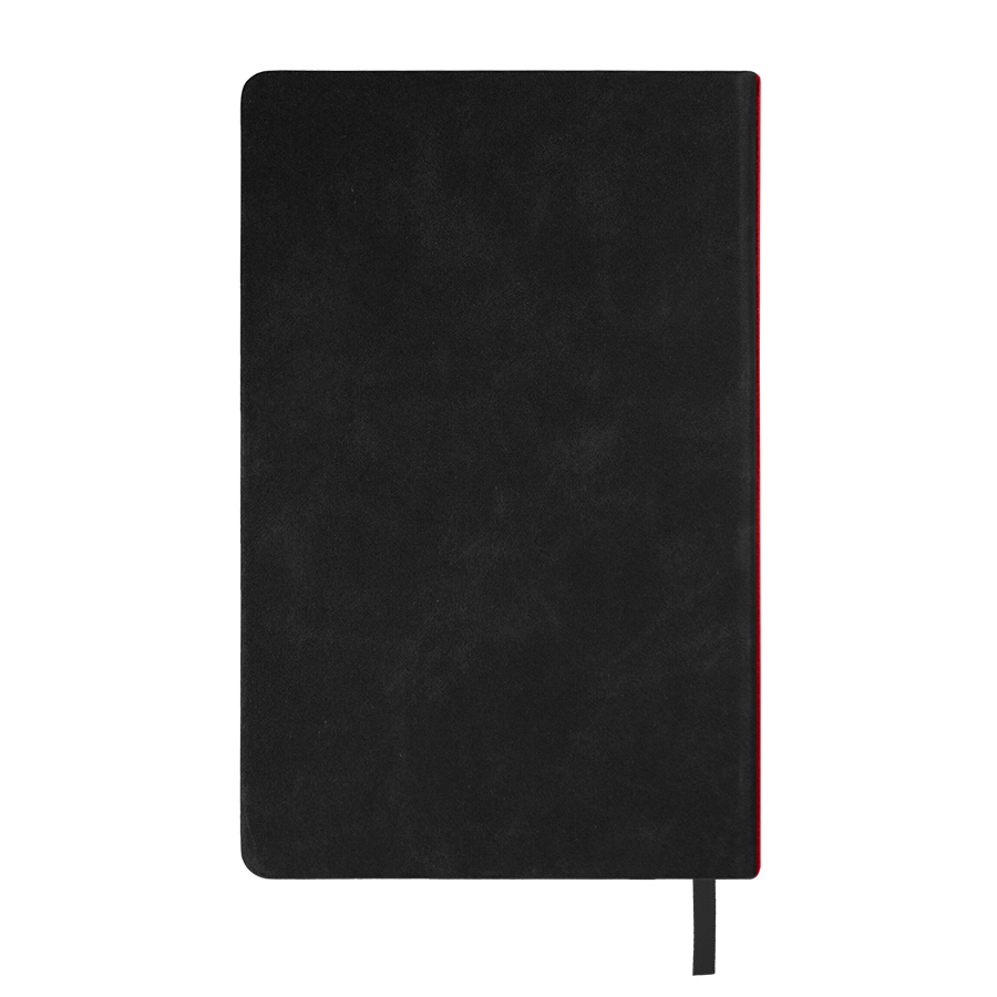 Ежедневник недатированный Muse, черный, формат А5, с декоративной красной полосой, блок в линейку, черный, красный-3