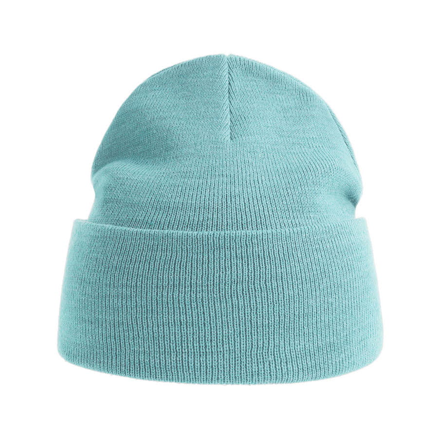 Шапка вязаная PURE  с отворотом из пряжи Polylana, голубой-2
