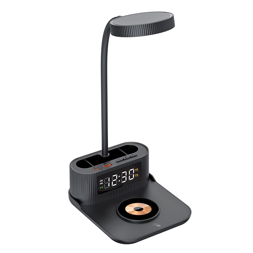 Лампа-органайзер Crolly c беспроводной зарядкой 15W, Черный-2