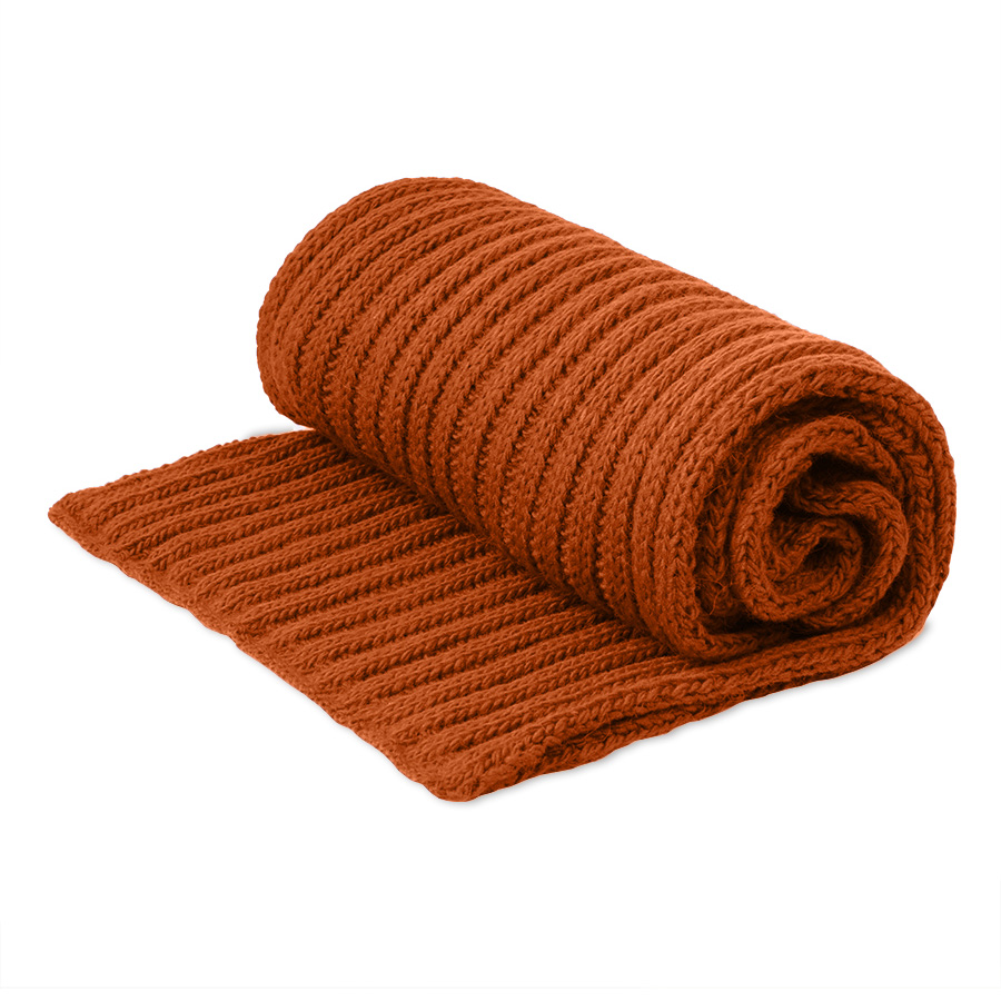 Шарф вязаный НАСВЯЗИ© шерсть/акрил, оранжевый-0