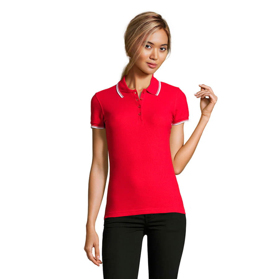 Поло женское PRACTICE WOMEN 270, красный, белый-1