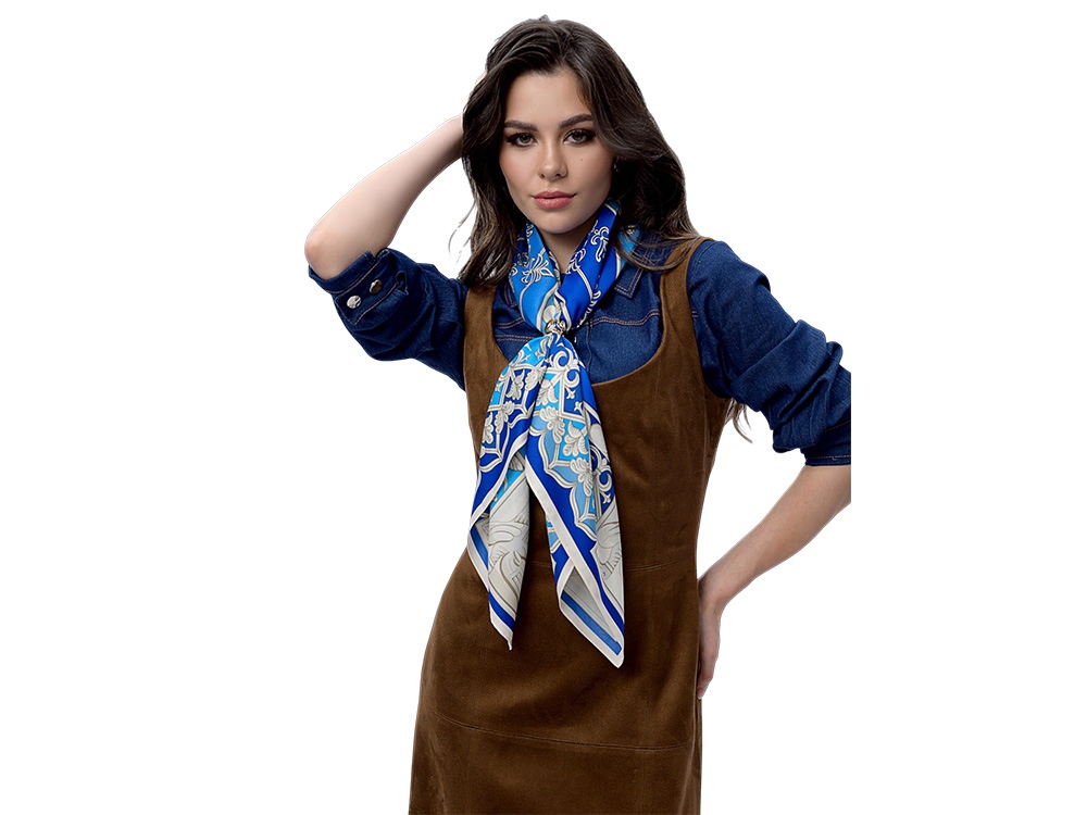 Платок Птица дивная, синий-2