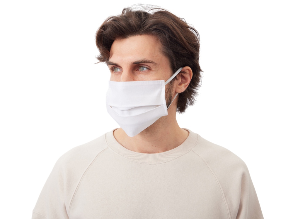 Маска для лица многоразовая из хлопка, белый-0