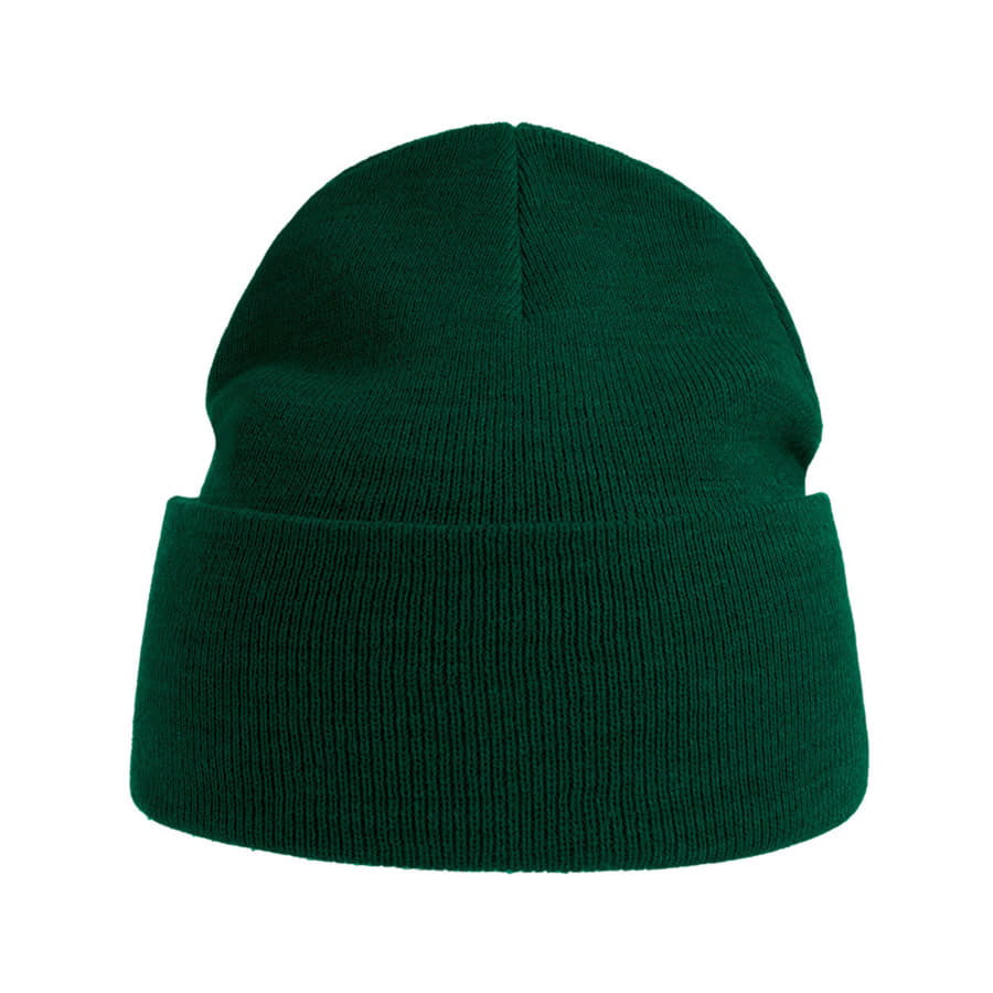 Шапка вязаная PURE  с отворотом из пряжи Polylana, темно-зелёный-1
