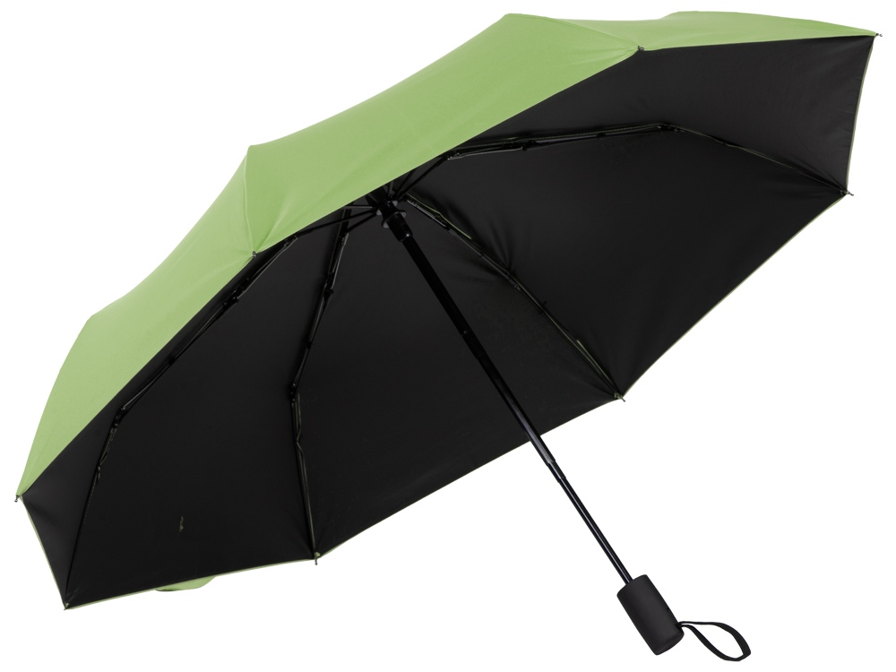 Зонт-автомат Dual с двухцветным куполом, зеленое яблоко/черный-1