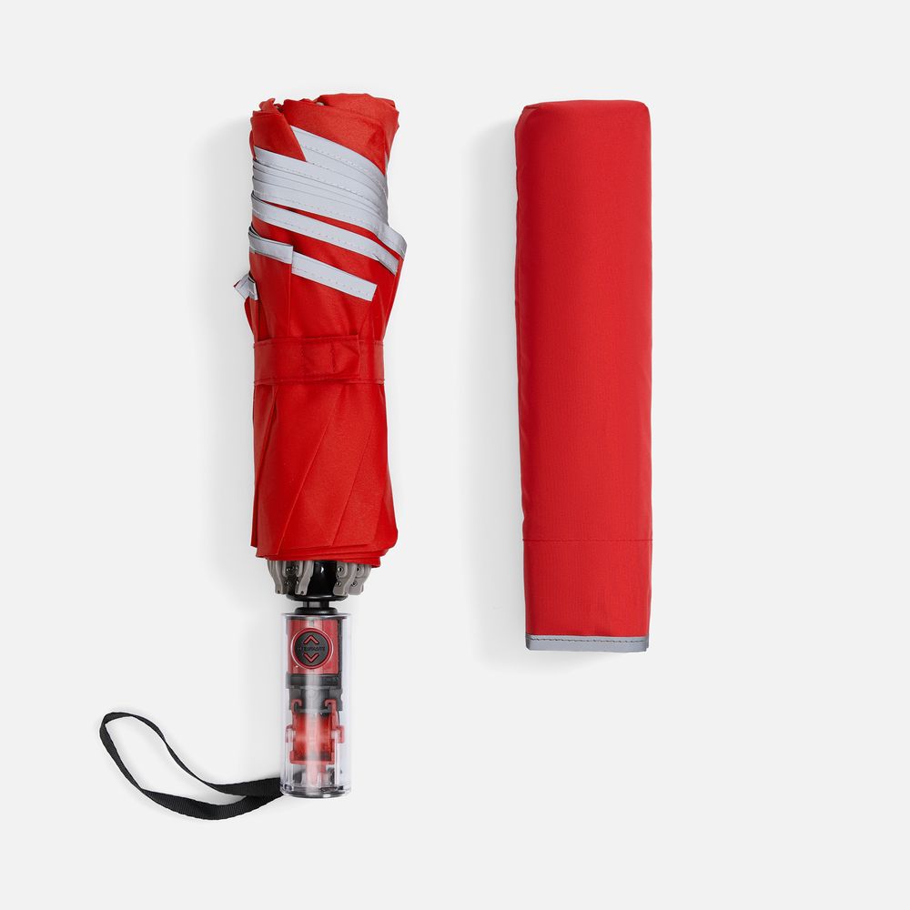 Зонт наоборот складной Futurum со светоотражающим кантом, красный-2