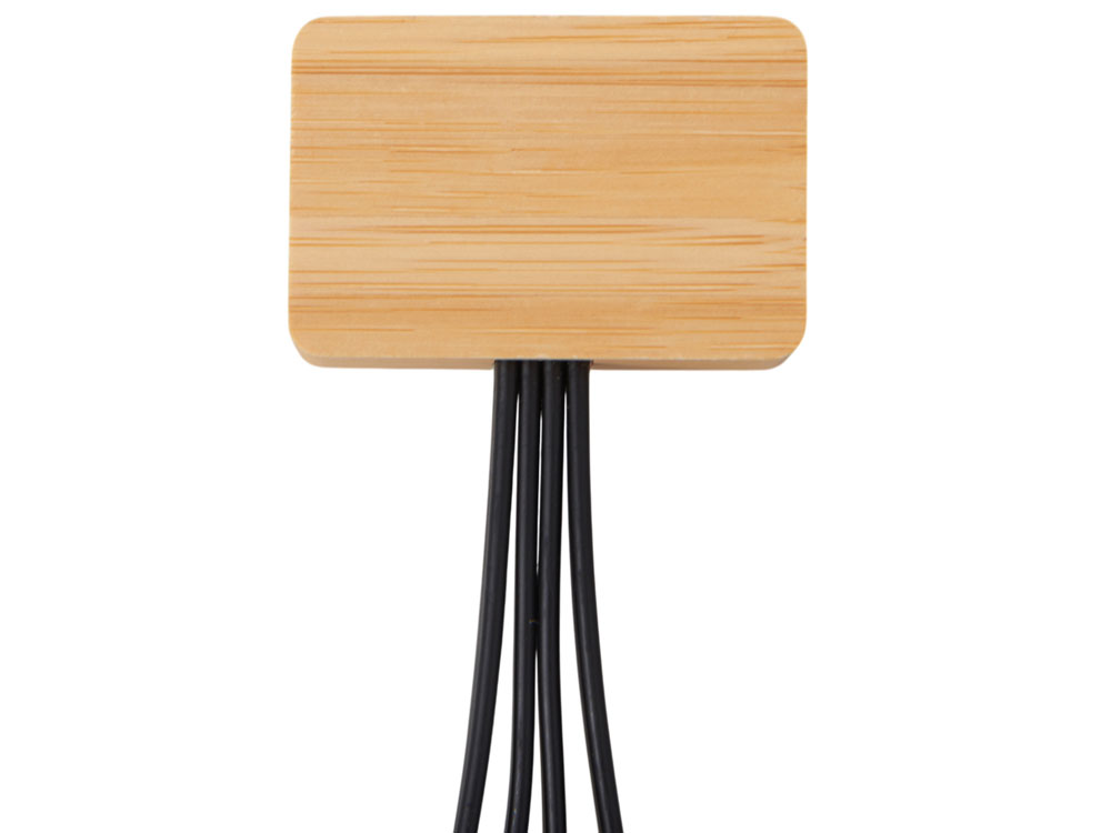 Кабель 3-в-1 с подсветкой лого Reedia S6, бамбук, черный-4