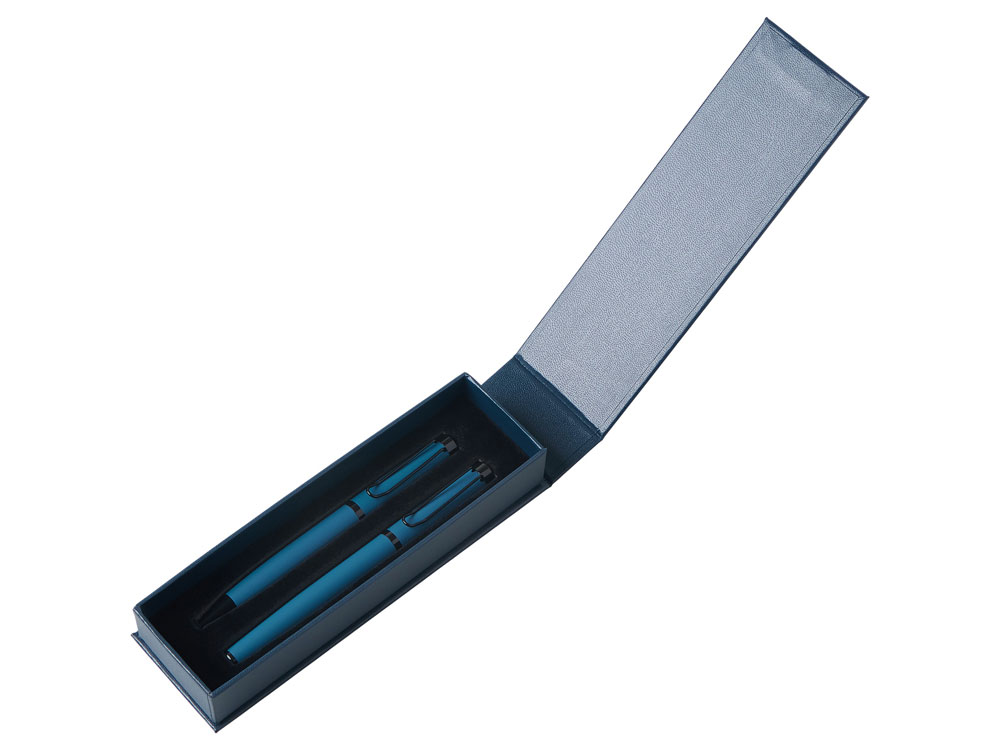 Подарочный набор из 2-х ручек Black Lama soft-touch, темно-синий-1