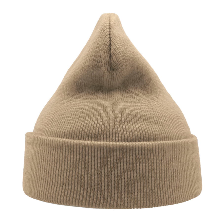 Шапка вязаная двойная WIND с отворотом, бежевый-2