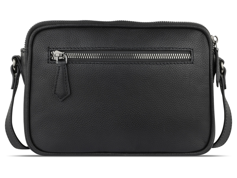 Сумка кросс-боди женская BUGATTI Bella, чёрная, воловья кожа/полиэстер, 22х6х15,5 см-6