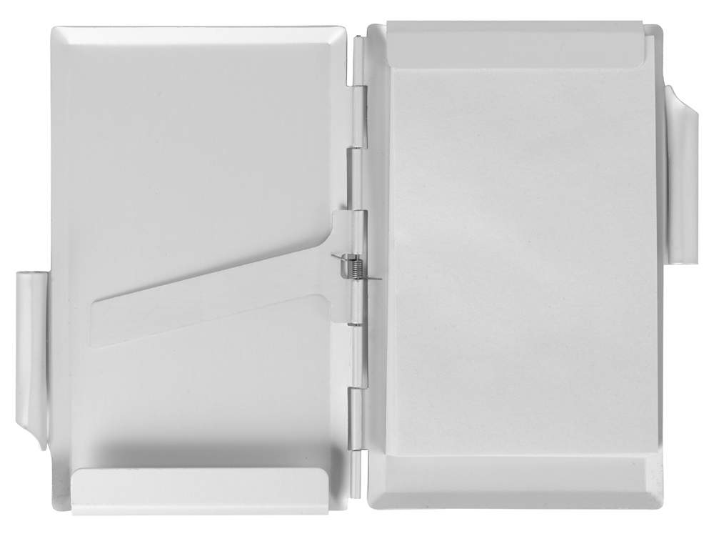 Визитница с блокнотом и шариковой ручкой, серебристый-4