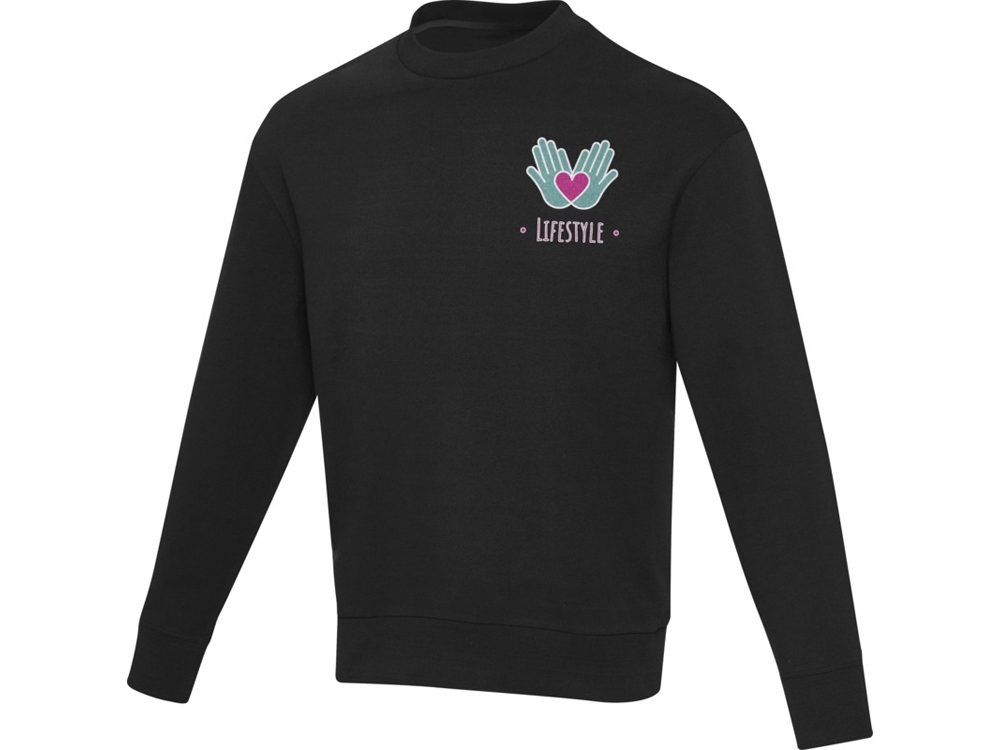 Jet унисекс Aware™ свитер с круглым вырезом из переработанных материалов - сплошной черный-3