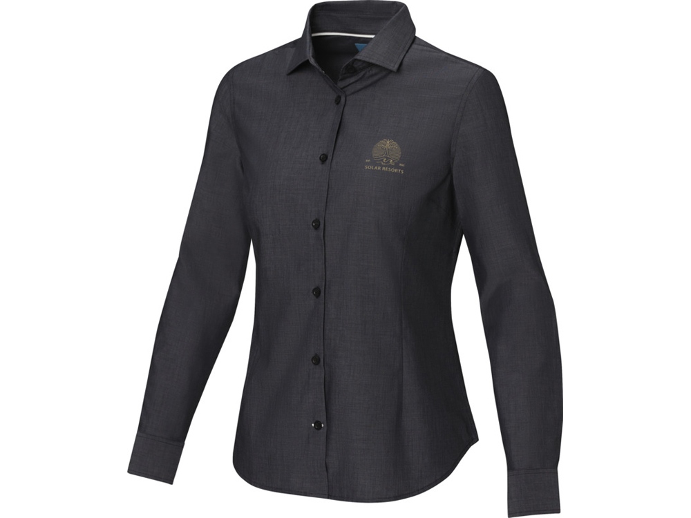 Cuprite Женская рубашка с длинным рукавом, изготовленная из натуральных материалов, которые отвечают стандарту GOTS - сплошной черный-6