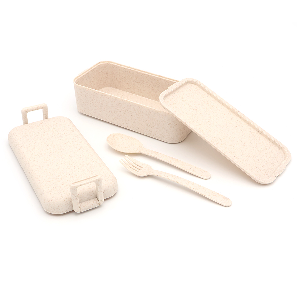 Ланчбокс (контейнер для еды) Bricker из пшеничного волокна, Бежевый-2