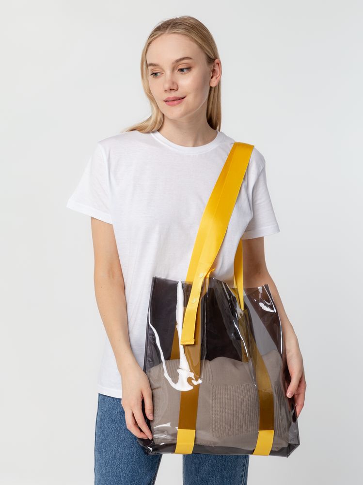 Шопер Clear Fest, прозрачный серый с желтыми ручками-2