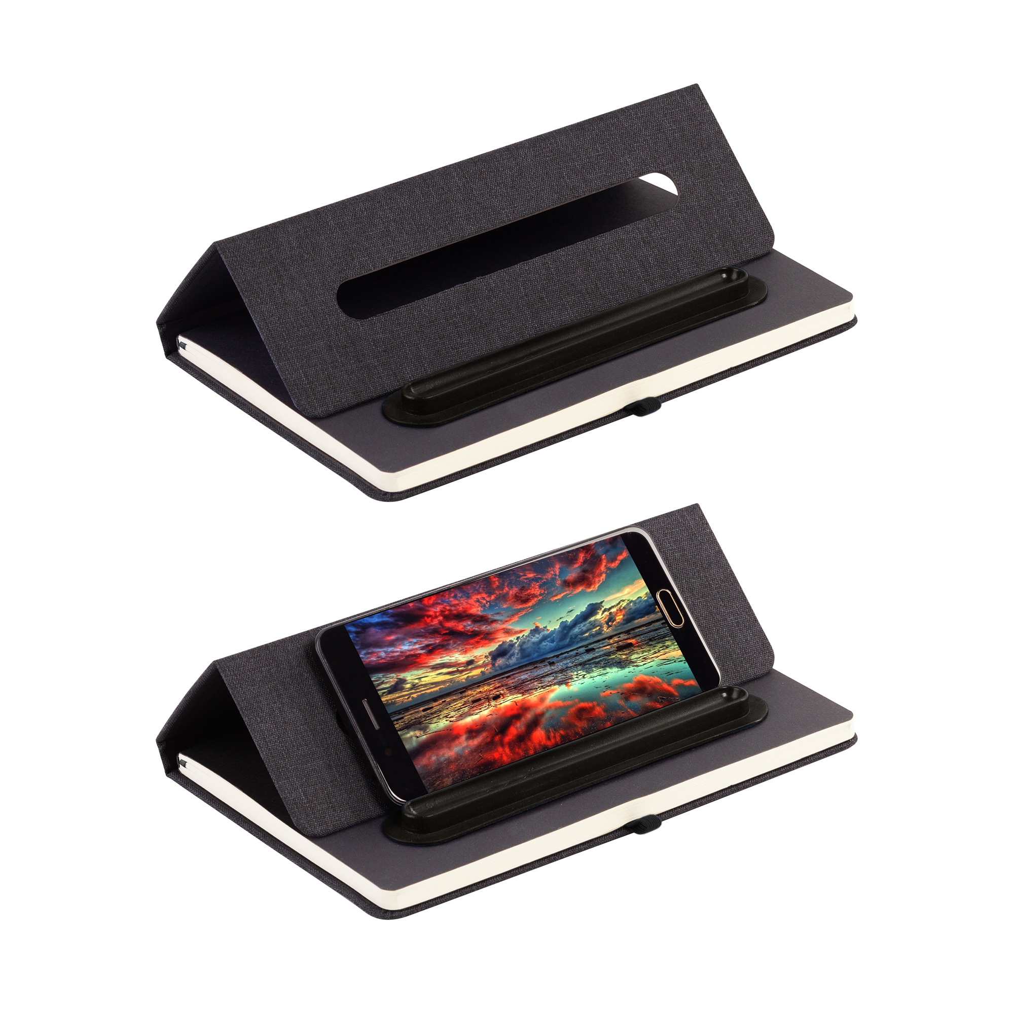 Блокнот "Magnet" с ручкой Ray на магните, с подставкой под смартфон-2