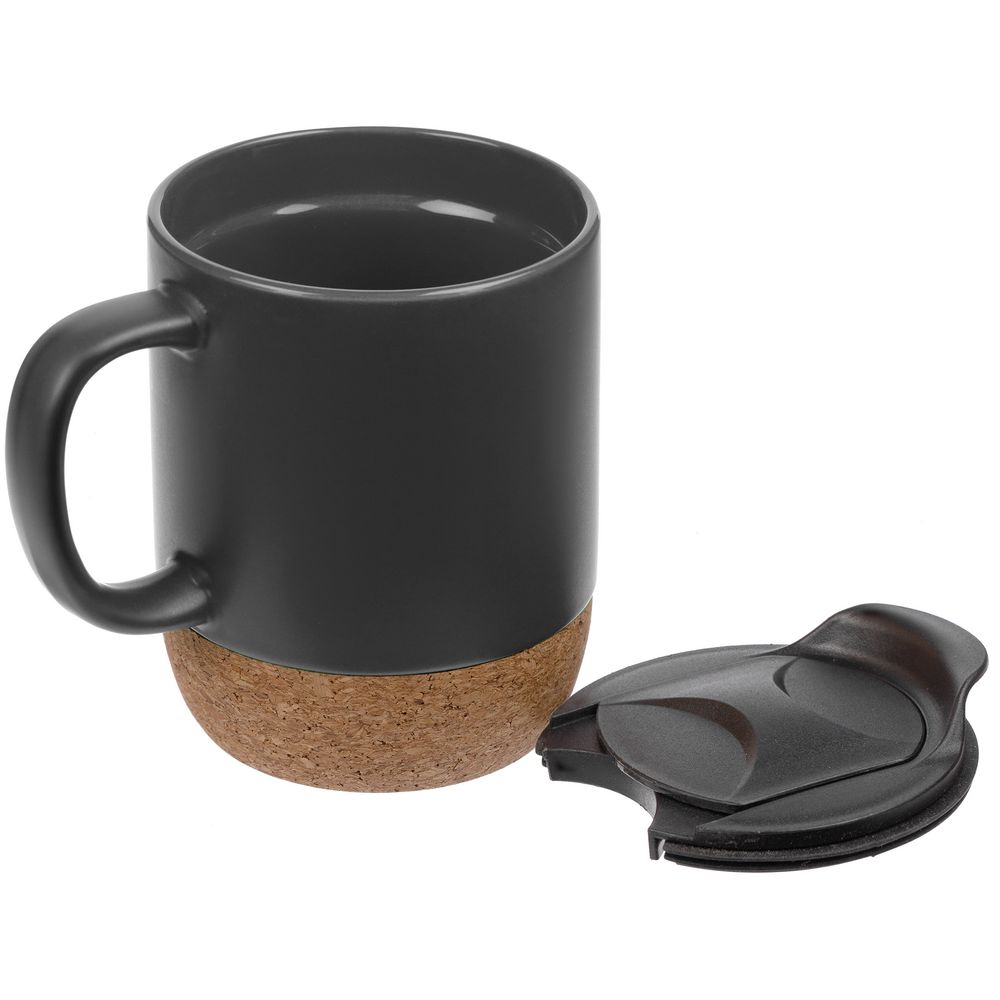 Кружка с пробковой подставкой Corky Walk, серая-1