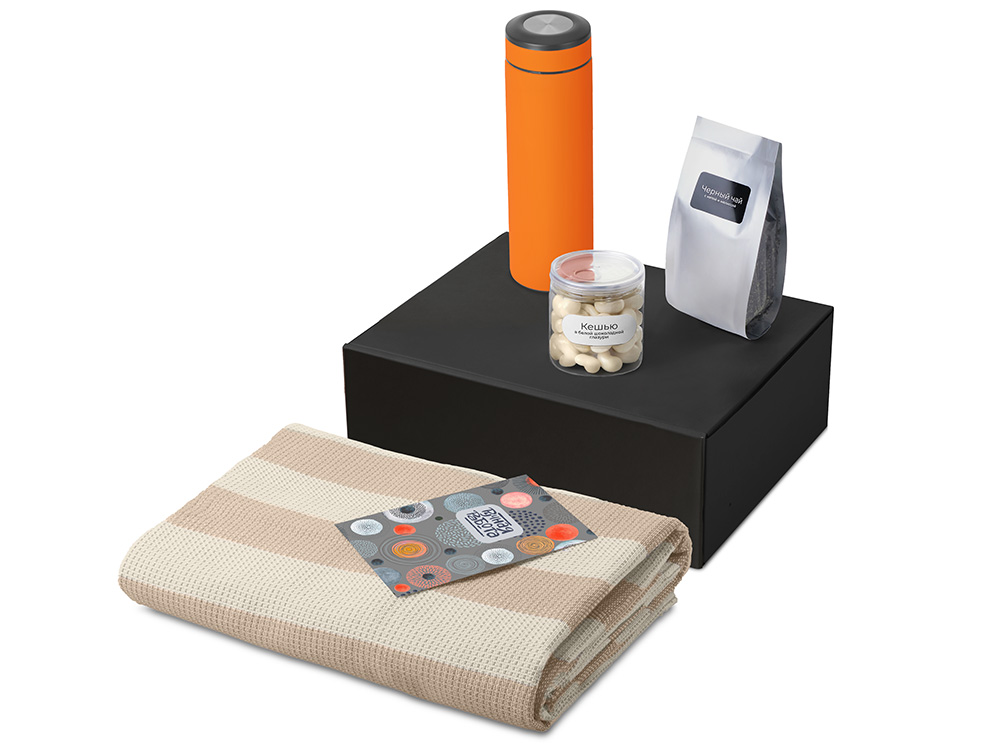 Подарочный набор Re:y. Warm с пледом, термосом и чаем-1