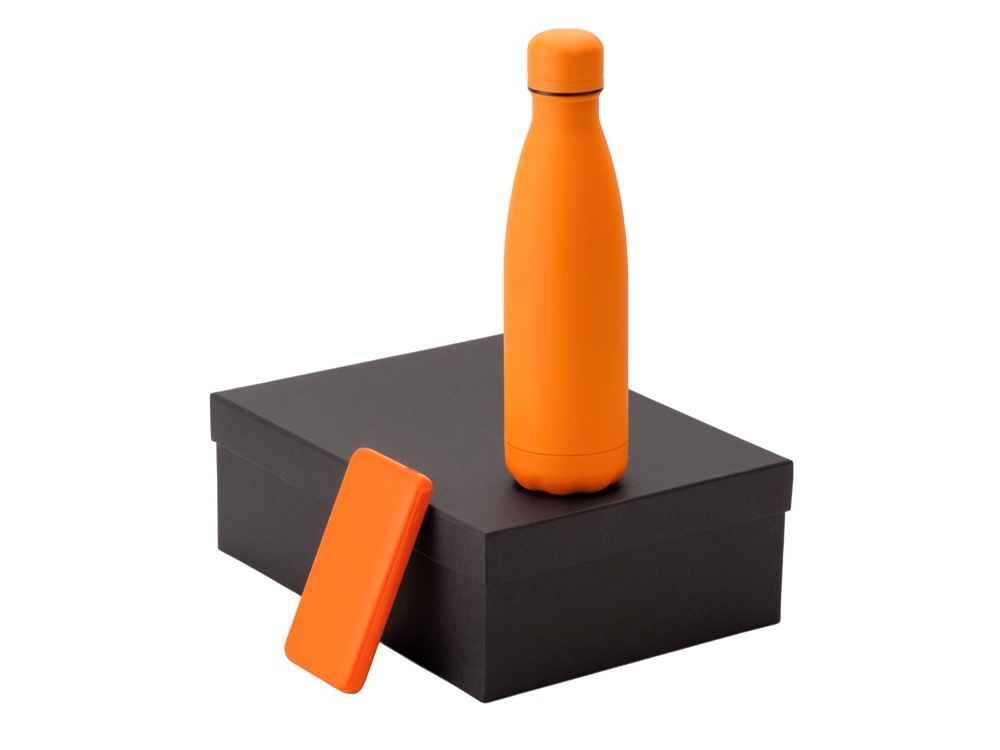 Подарочный набор с термобутылкой и повербанком С2, оранжевый-0