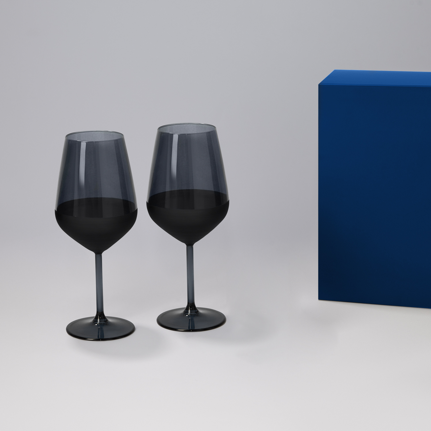 Подарочный набор 2 бокала для вина Блэк Эдишн (Black edition) в синей коробке-0