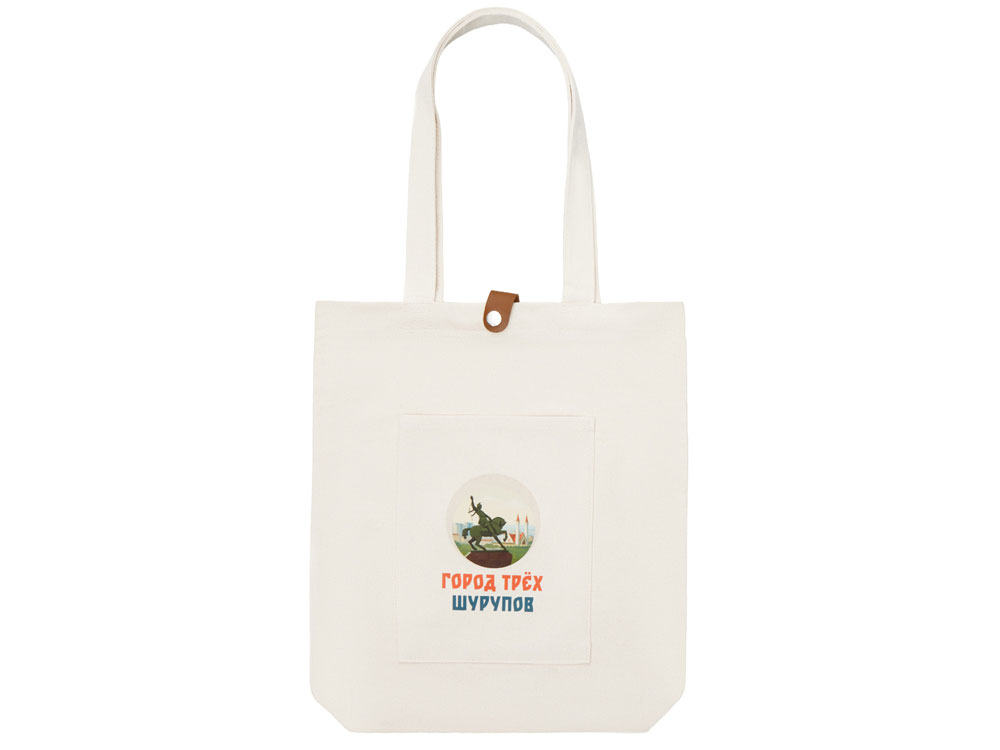 Сумка Clip из хлопка 340 г/м2 с застежкой из экокожи, натуральный (цифровая вышивка)-0