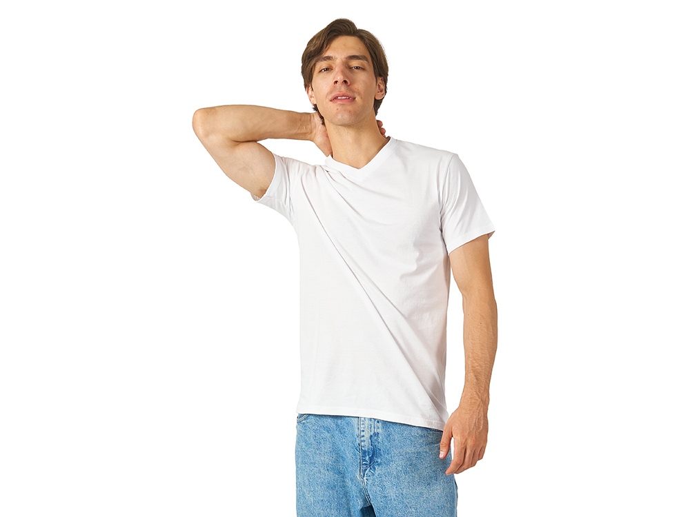 Футболка Heavy Super Club мужская с V-образным вырезом, белый-1