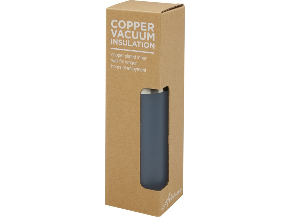 Hulan Бутылка объемом 540 мл с вакуумной изоляцией из меди и бамбуковой крышкой, синий-4