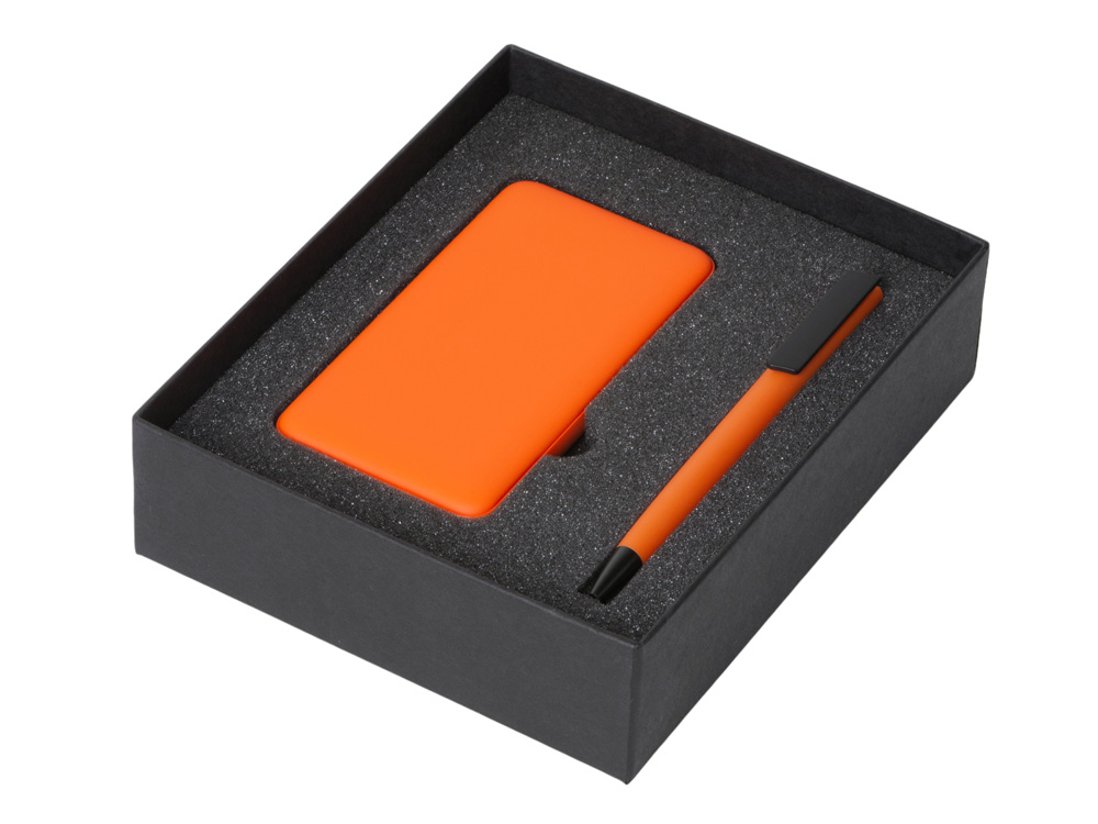Подарочный набор c пластиковой ручкой, повербанком С1, 5000 mAh, оранжевый-1