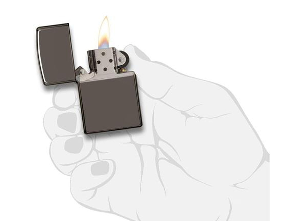Зажигалка ZIPPO Classic с покрытием Black Ice, латунь/сталь, чёрная, глянцевая, 38x13x57 мм-4
