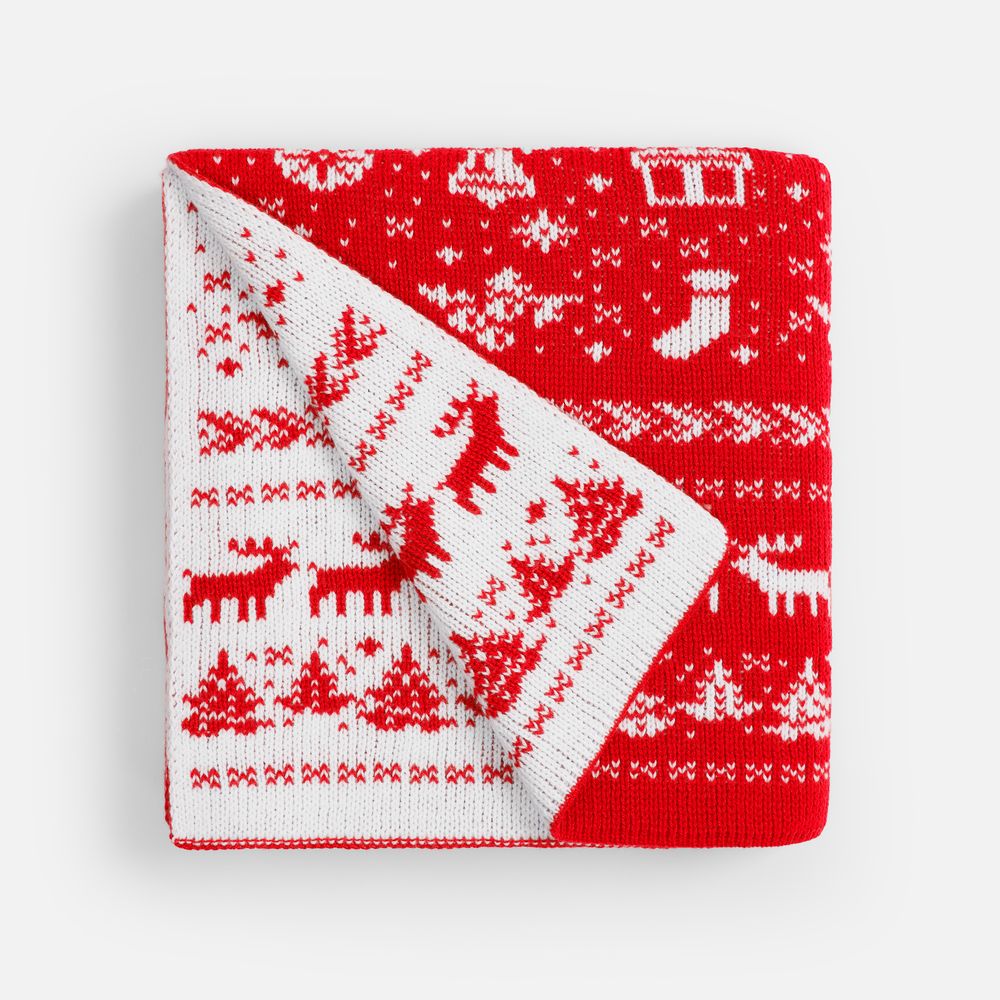 Плед Holidale, красный с молочным-2