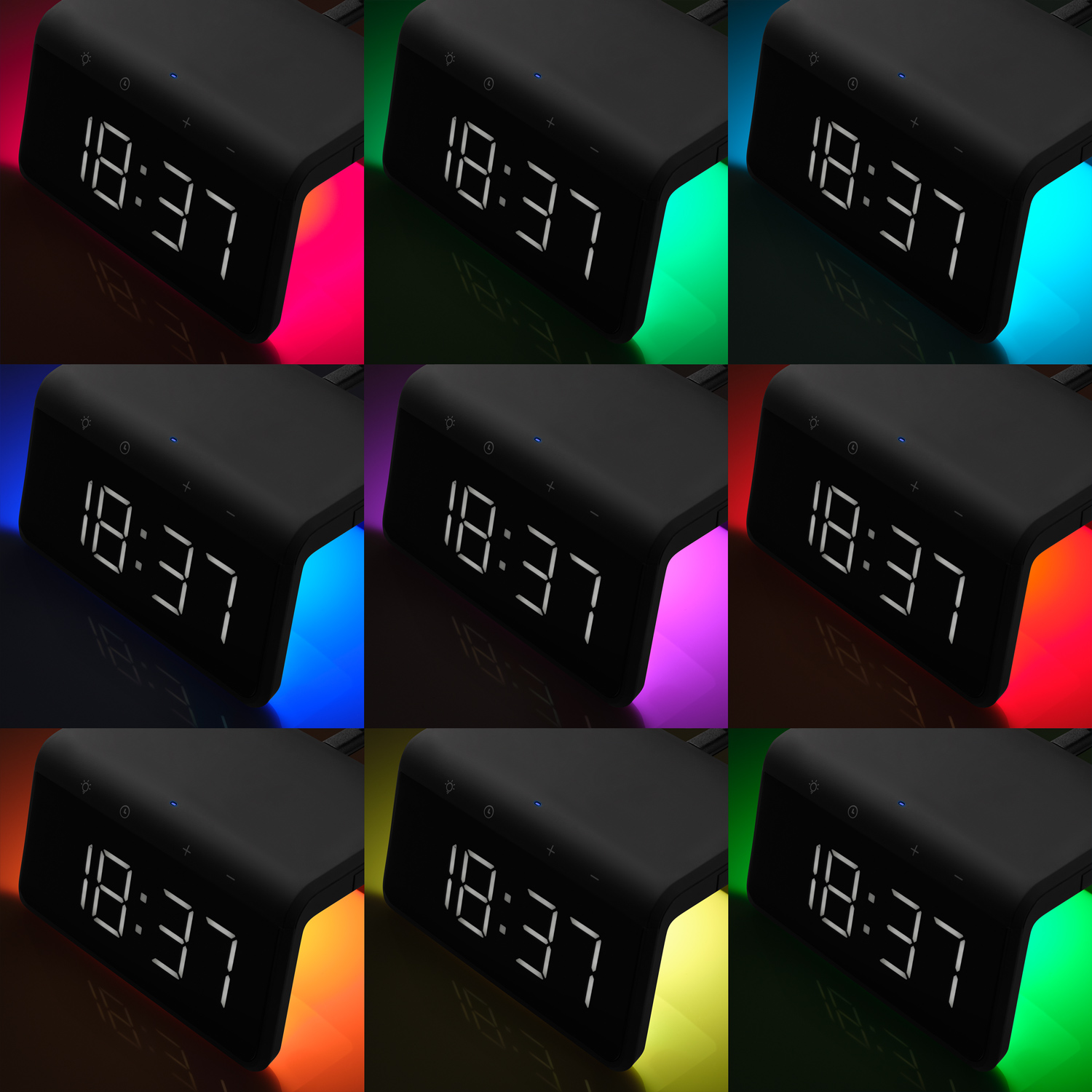 Зарядная станция с часами 15W Флейм (Flame), черная-11