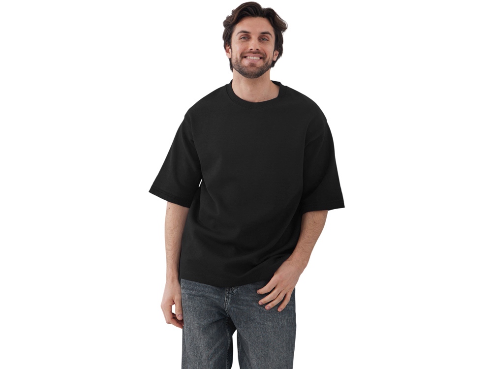 Футболка Kyoto из джерси 180 г/м2 с пич отделкой, унисекс, черный-3