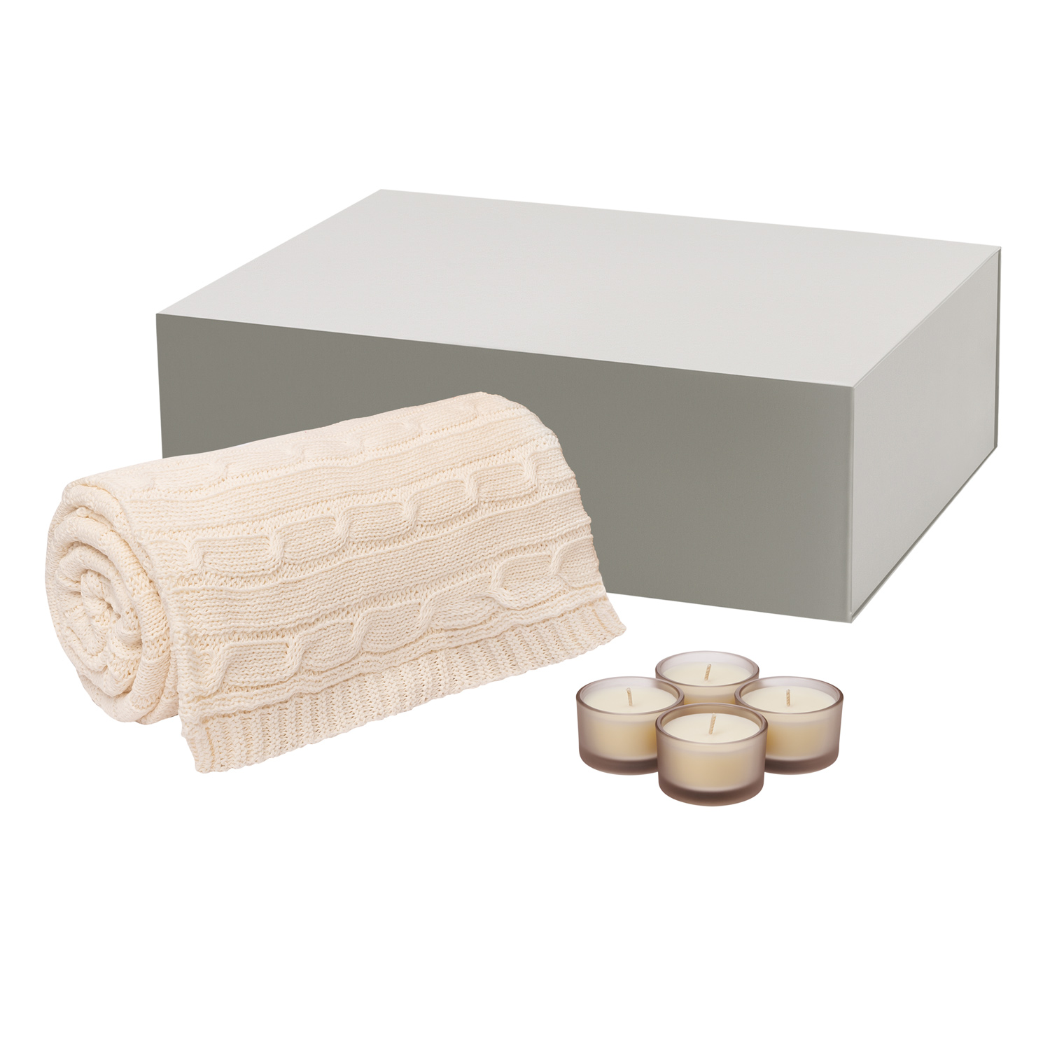 Подарочный набор Сенто (Sento), Фадо (Fado), бежевый (свеча, плед)-0