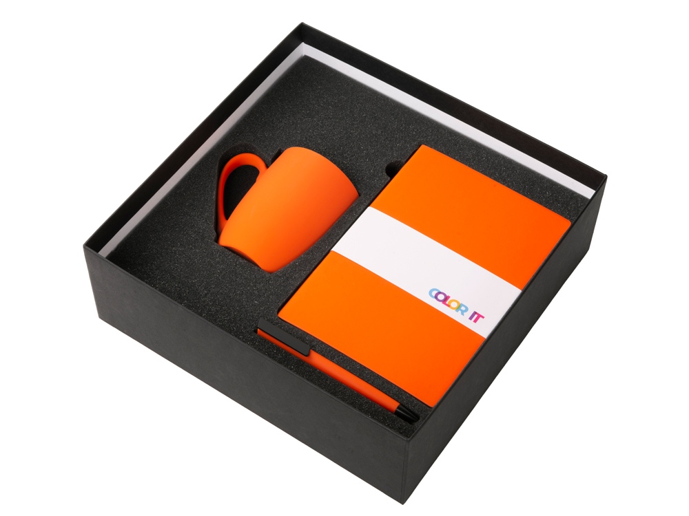 Подарочный набор c блокнотом C1, ручкой и кружкой, оранжевый-1