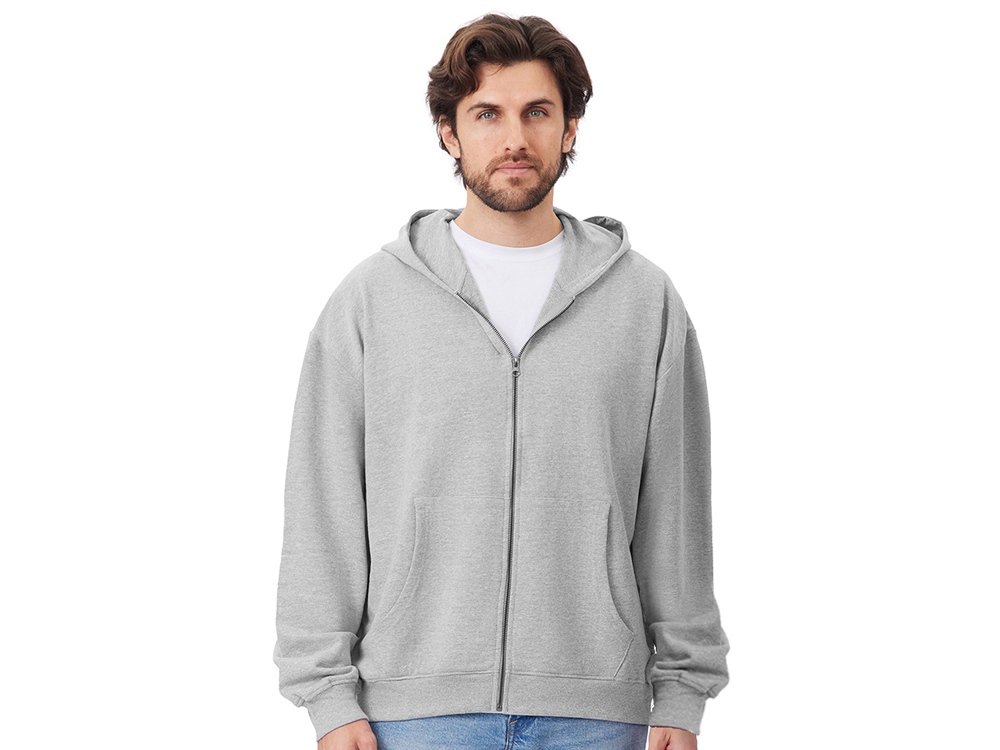Толстовка оверсайз с капюшоном на молнии Monaco, серый меланж-1