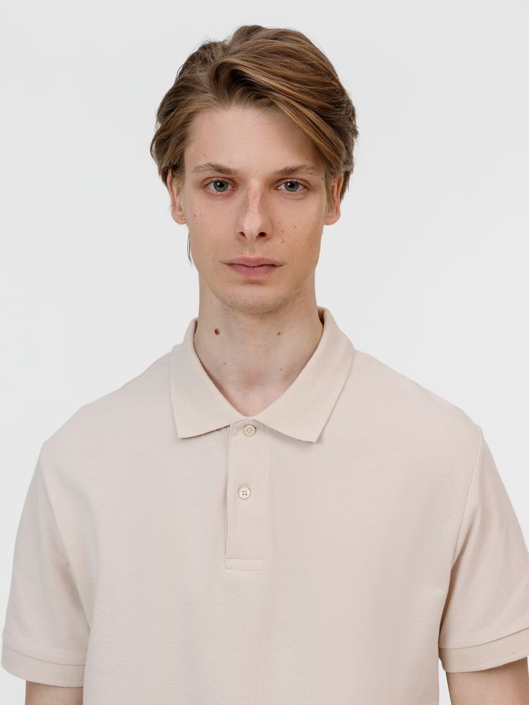 Рубашка поло унисекс Pacific, бежевая (льняная)-3