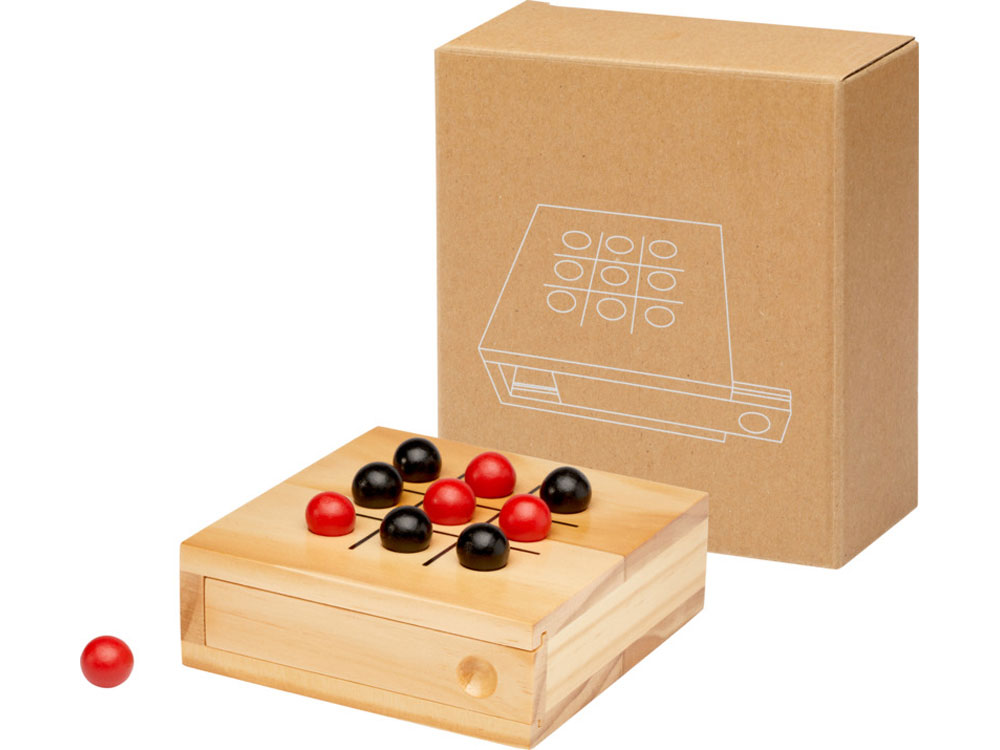 Деревянная игра в крестики-нолики Strobus, натуральный-4