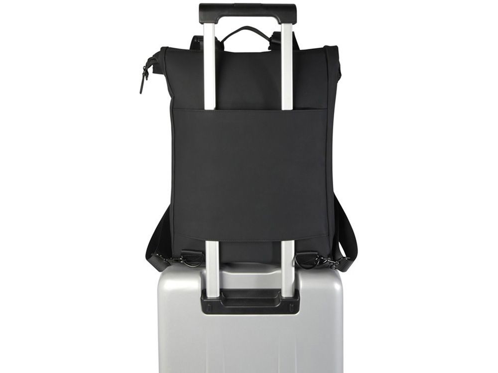 Рюкзак для ноутбука 15,6 Turner объемом 12 л со сворачивающимся верхом, изготовленный из переработанных материалов по стандарту GRS - сплошной черный-4