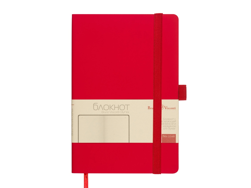 Блокнот А5  City Flex на резинке, красный-2