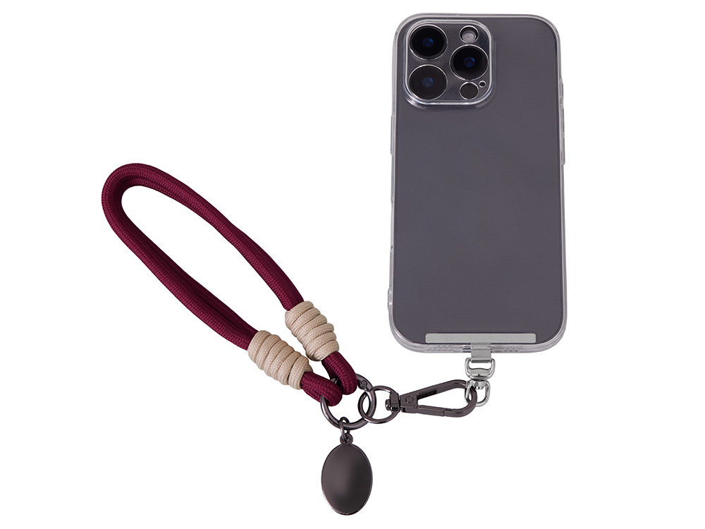 Брелок-браслет Bohemian c металлическим держателем для телефона, бургунди-1