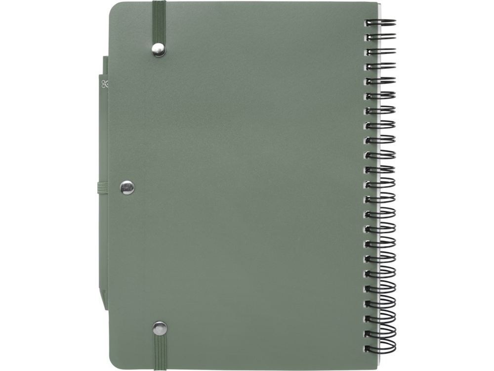 Блокнот Thalaasa формата А5 в твердой обложке из океанического пластика с шариковой ручкой - Зеленый яркий-2