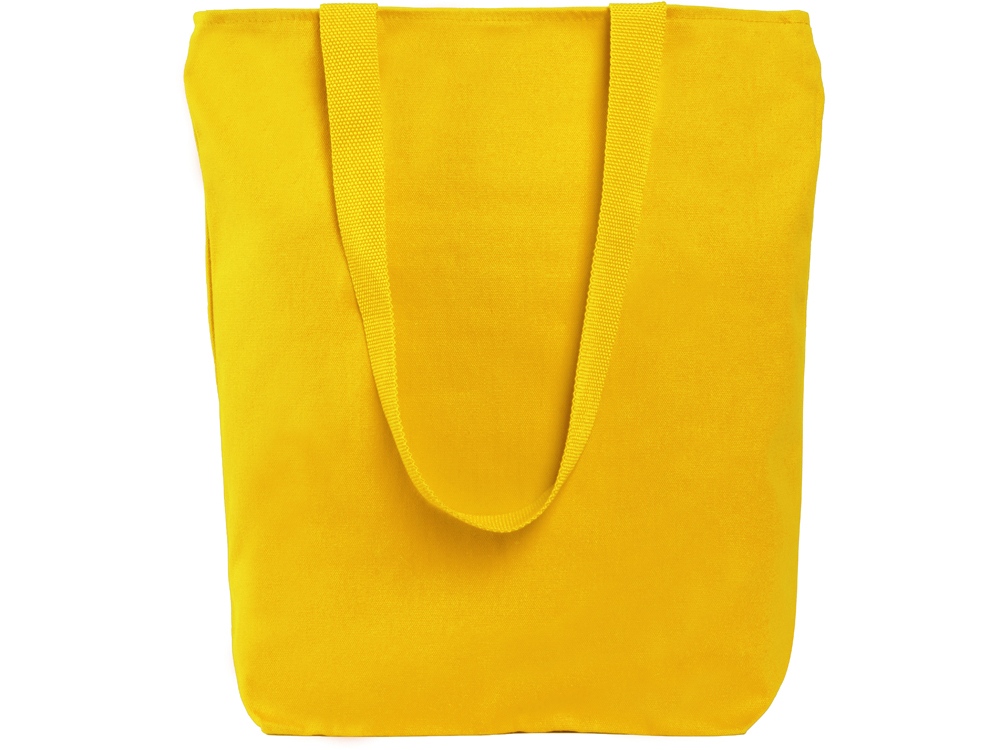 Сумка на молнии Zipper из хлопка 280 г c карманом на молнии спереди, желтый-2