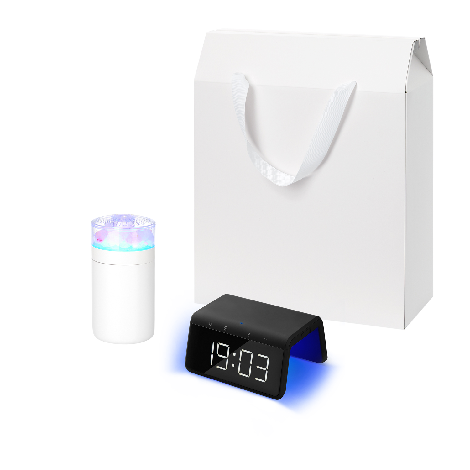 Подарочный набор Кристалл, Флейм (Crystal, Flame), черный (увлажнитель воздуха, зарядное устройство)-0