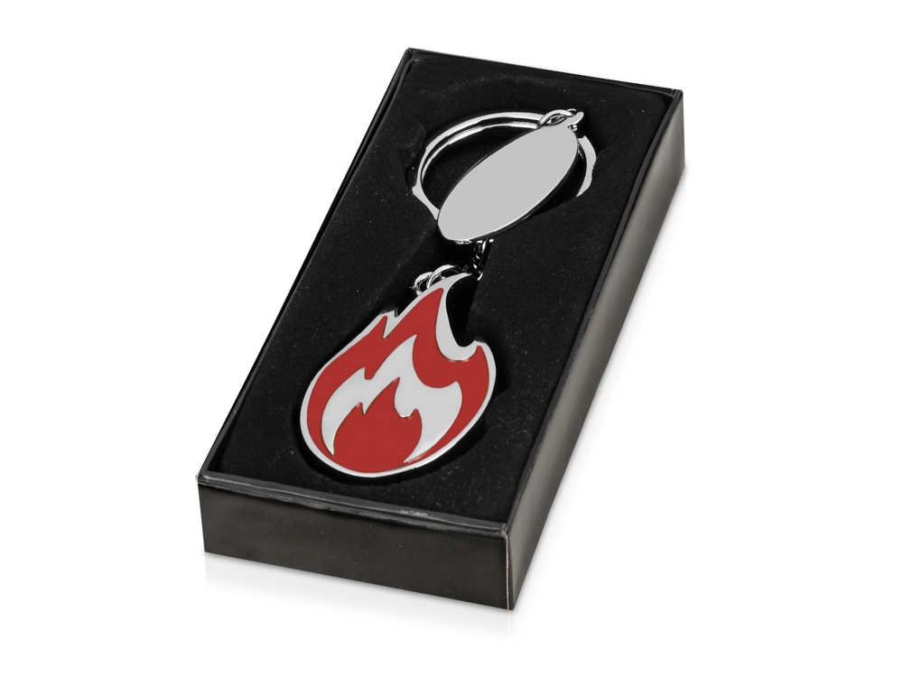 Брелок с шильдом,  красный/серебристый-2