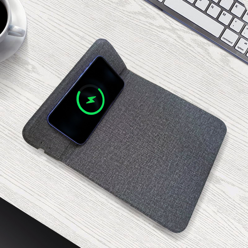 Коврик для мышки с беспроводной зарядкой Gratto, Черный-2