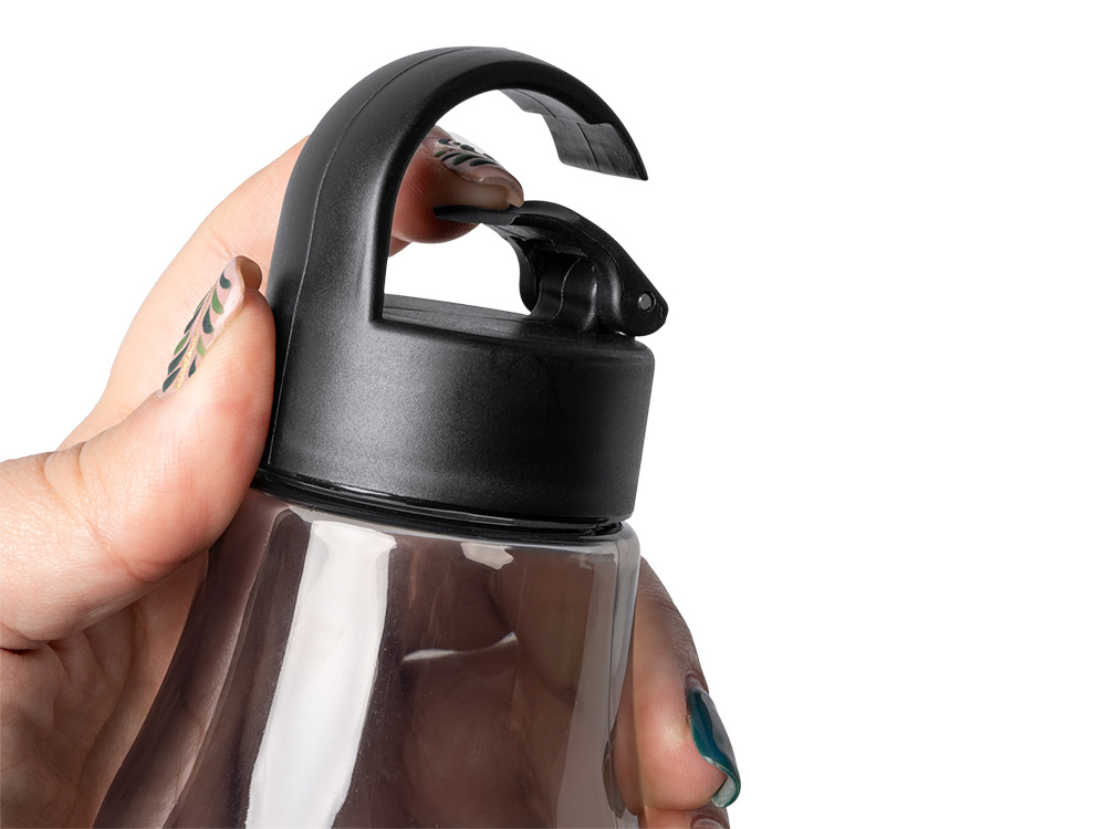 Бутылка Basti с пластиковым корпусом и пробковым дном, черный-3