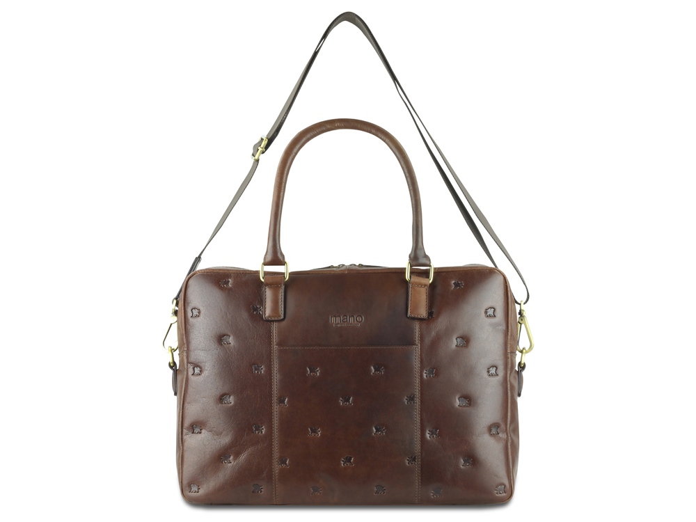 Сумка Mano Don Leon, натуральная кожа в коричневом цвете, 42 х 30 х 11,5 см-6