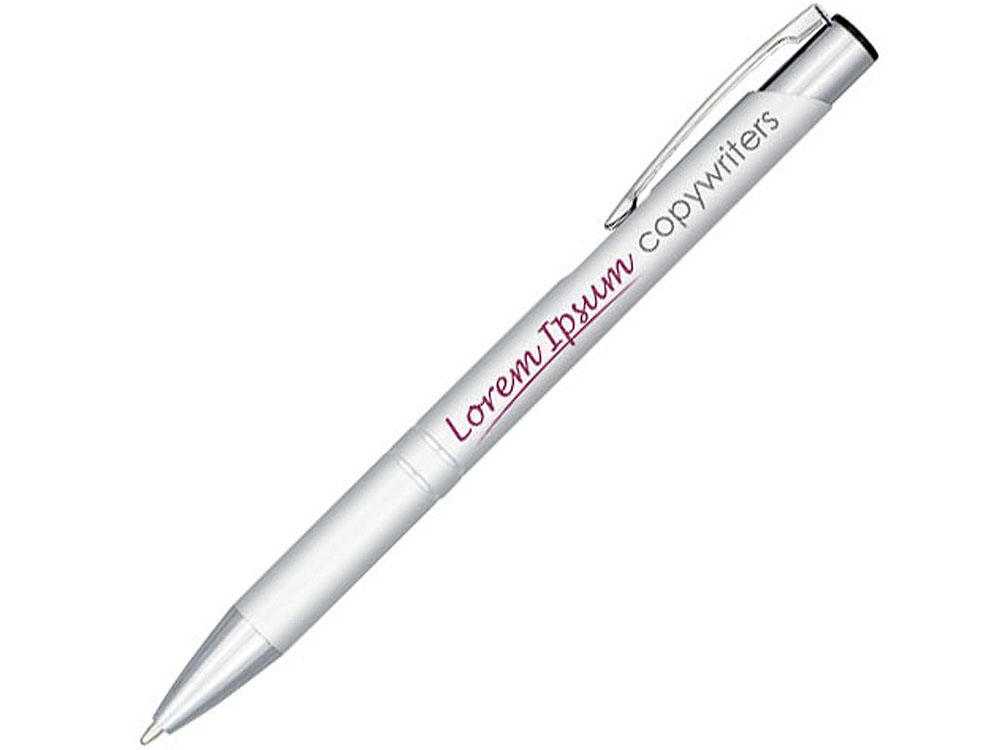 Кнопочная шариковая ручка Moneta из анодированного алюминия, синие чернила, серебристый-3