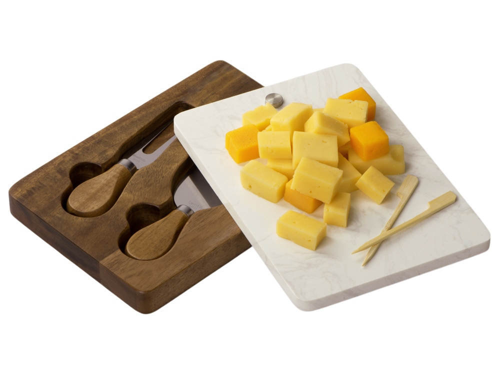 Набор ножей для сыра Fontina, акация и искусственный мрамор-1